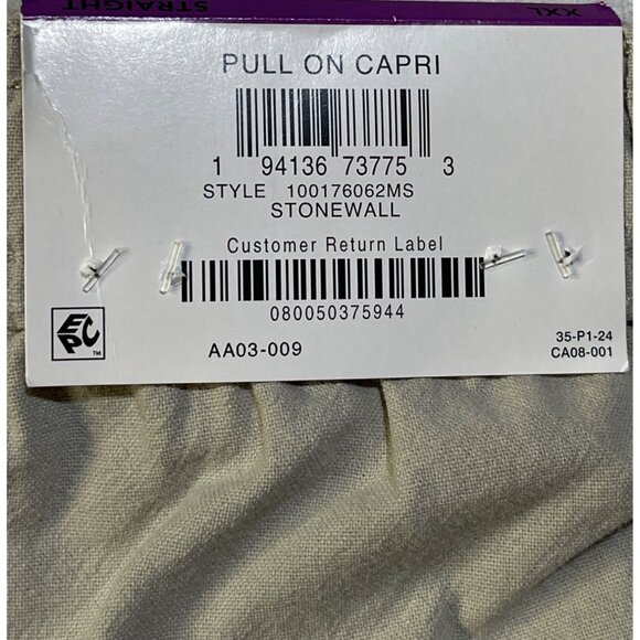 Style&Co. XXL Womens Capri Straight Pull On Mid Rise Stonewall - Picture 8 of 10